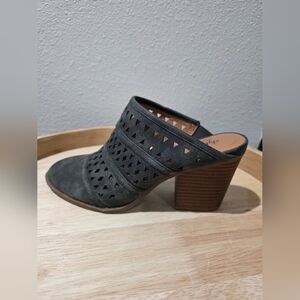 Faux Suede Cutout Mule Gray Sz 8